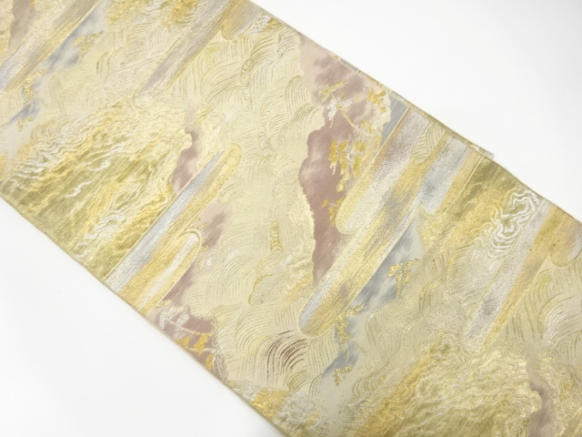 JAPANESE KIMONO / ANTIQUE FUKURO OBI / SILK / WOVEN ROUGH WAVE